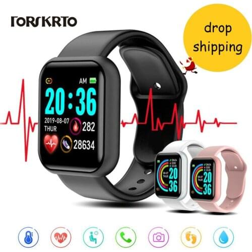 Sport Plastic box packaging Smartwatch Women D20 Y68 Blood Pressure Heart Rate Monitor Waterproof Smartwatch For Android IOS