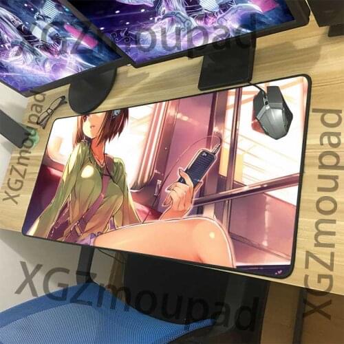 XGZ Anime Large Mouse Pad Black Lock Edge Home Office Computer Custom Personality Table Mat Rubber Non-slip Washable Coasters
