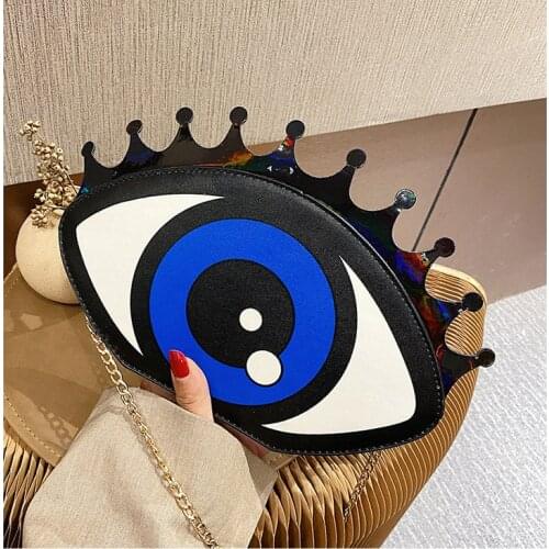 Women Small Shoulder Bag Eye Shape Fashion PU Leather Chain Bags Mini Shoulder Bag Ladies Crossbody Messenger Bag purse