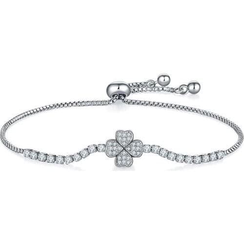 ZSLBS Fashion Flower Bracelet Bangle For Women Cubic Zirconia Crystal Adjustable Silver Bracelets Jewelry Gift Pulseras Mujer