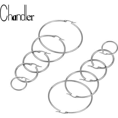 Chandler Metal Big Circle Earrings For Women Steampunk Round Hoop Earring Sets 316L Steel Geometry Brincos Pendientes
