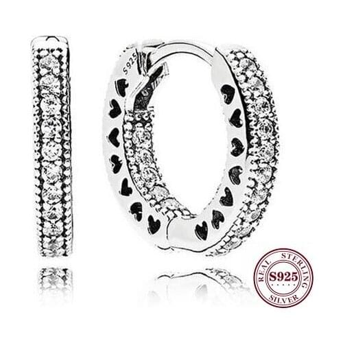 Bewill New Real 925 Sterling Silver Earring Shiny Little Ring Love Earrings For Women Wedding Gift Fashion Jewelry