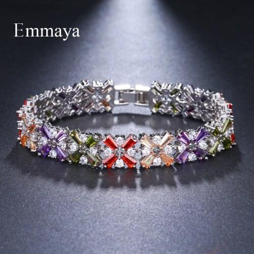 Emmaya Brand Elegance Charm AAA Cubic Zircon Multicolor Plant Crystal Bracelets For Women Popular Jewelry Wedding Party Gift