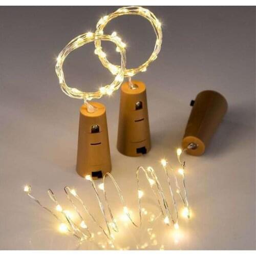 1pc/6pcs 2m led copper wire rope waterproof lamp with cork glass bottle craft wedding decoration christmas party gift rope lamp