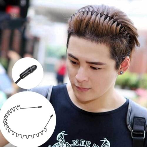 1 pcs non slip Unisex Black Metal Spiral Wave Headband Men Women Flexible sports Hair Band Accessories