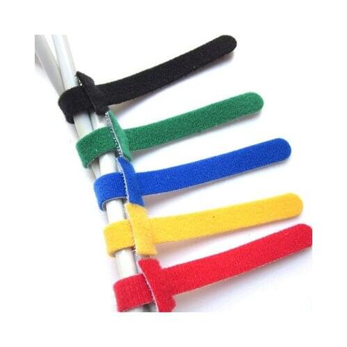 10pcs Nylon Sticky Self Adhesive Hooks Loops Tape Cable Winder Wire Strap Cord Wrap Fastening Organizer Management Magic Sticky