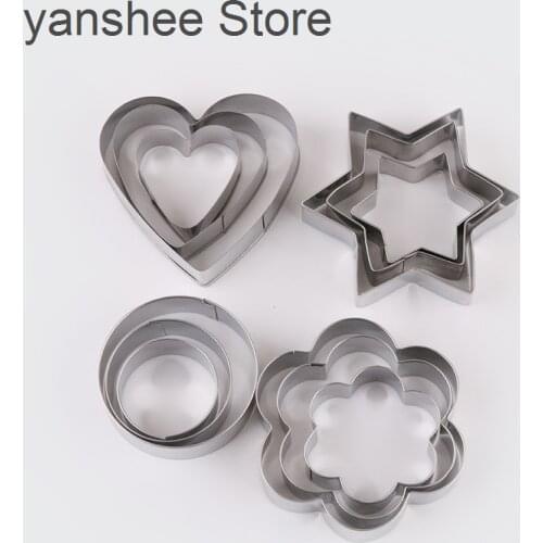 12 units / set round plum blossom die-cutting machine biscuit mold stainless steel chocolate candy flower mold biscuit baking