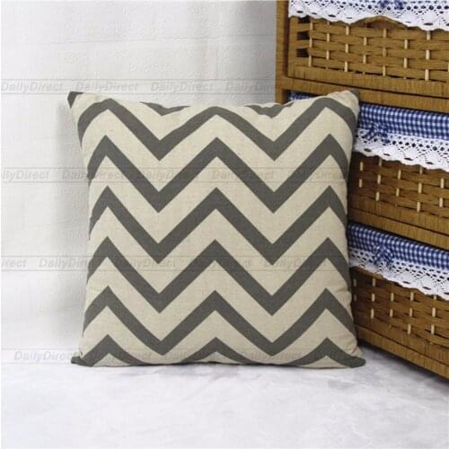 1x Pillow Cover Linen Composit Sofa Scatter Cushion Case Gray Zigzag 42x42cm 16.5x16.5" Scatter Cushion Sofa Car Seat Case