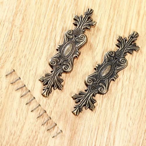 2Pcs Jewelry Box Wood Case Feet Leg Corner Protector 10*2.3cm Furniture Fittings with Nails Decorative Corner Bracket