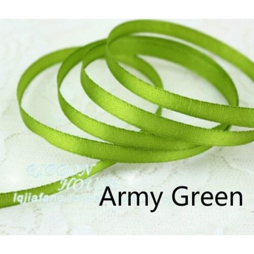 25 yards/roll ) 1/4" 6mm Army Green Silk Satin Ribbon Wedding Party Decoration Gift Wrapping Christmas Sewing Fabric Hand DIY