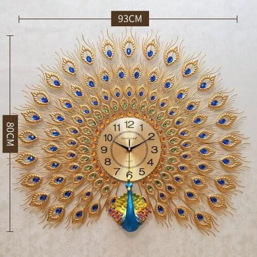 3d Retro Metal Large Wall Clock Watches Luxury Crystal Living Room Watches Home Fashion Creative Silent Nordic Style House Decor