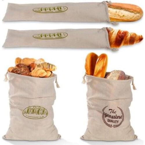 4Pcs Linen Bread Bags,Reusable Drawstring Bag For Loaf, Homemade Artisan Bread Storage Bag,Linen Bread Bags For Baguette