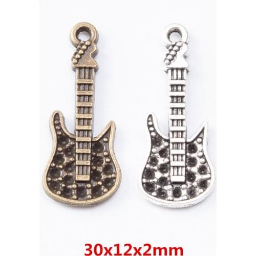 40 pieces of retro metal zinc alloy guitar pendant for DIY handmade jewelry necklace making 7214
