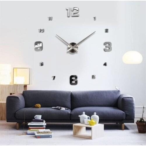 47Inch Modern Large Wall Clock 3D Mirror Sticker Big Number Watch DIY Decor Wall Clock Art Sticker Decal Home Modern Decoration