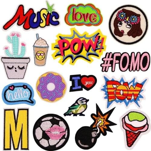 50pcs/lot Cartoon Alphabet Plant Embroidery Patches Letters Clothing Decoration Accessories Diy Iron Heat Transfer Applique