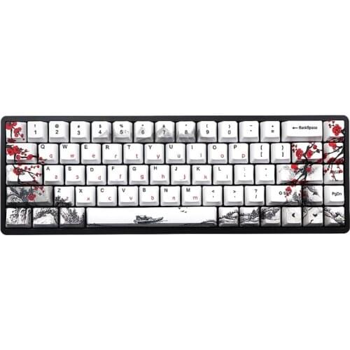 68 Keys Keycap Wangjiang Plum Blossom Dye Sublimation OEM Mechanical Keyboard Keycap For K6 IFG68 TADA68 EK820 RK837