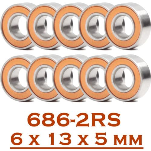 686RS Bearing 10PCS 6x13x5 mm ABEC-3 Hobby Electric RC Car Truck 686 RS 2RS Ball Bearings 686-2RS Orange Sealed