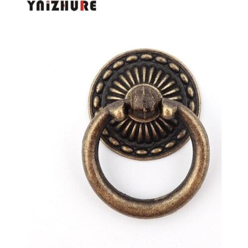 8Pcs Vintage Alloy Cabinet Handles Furniture Knobs Kitchen Drawer Cupboard Ring Pull Handles Fittings,Bronze Tone