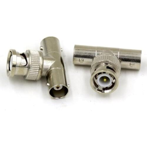 2pcs BNC Male To 2 Female T Type Connector BNC male to two BNC Female jack Adapter For Video Surveillance System CCTV Camera