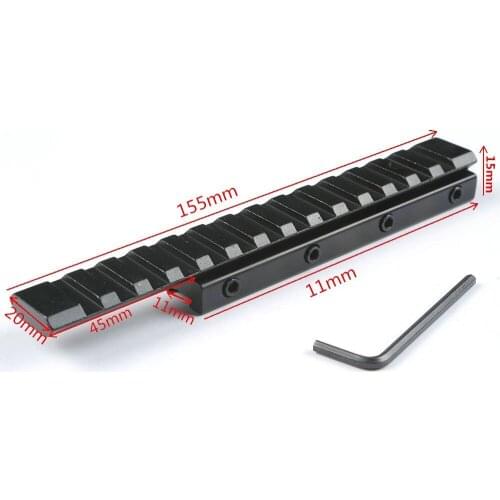 Ar15 accessories 155mm Dovetail Rail Extension 14 slots 11mm to 20mm Picatinny Weaver Adapter for hunting