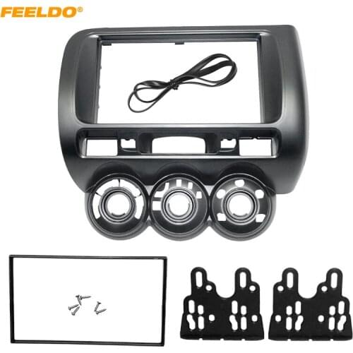 FEELDO Car 2Din Audio Radio Fascia Frame For HONDA Fit Jazz (LHD)2002-2008 Stereo DVD Radio Dash Mount Installation Face Frame