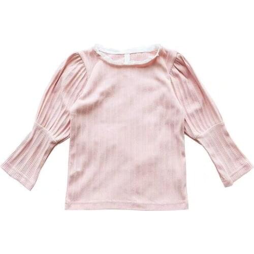 YourSeason 2021 Spring Autumn Baby Girls New Bottoming Shirt Children Elegant Kids Basic Princess Top T-shirt Puff Sleeve