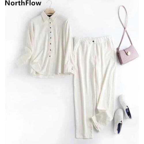 Northflow 2021 MDBlusas Blouse Mujer de moda Solid Singe Breasted Kimono Cascading Blouses Plus size Womens Tops Two Piece Set