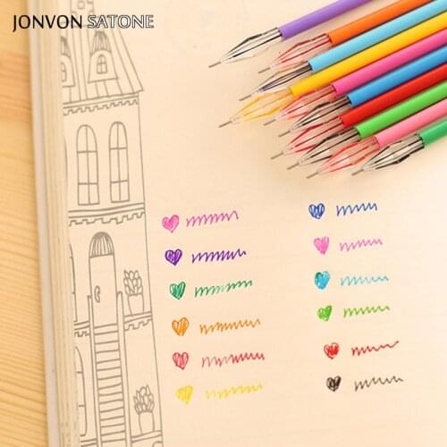 Jonvon Satone 12 Colors/lot Color Pen Korean Creative Stationery Core Drilling Stone Color Neutral Pen 0.38 Mm Office Stationery