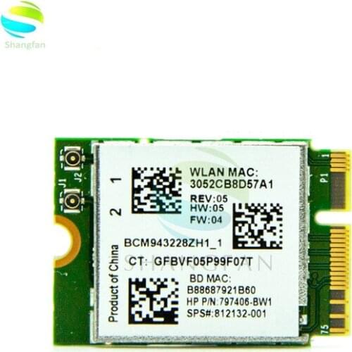 Hot Sale BCM943228ZH1_1 BCM943228Z WIFI Wireless-N BT Bluetooth 4.0 NGFF 300Mbps WLAN Card 802.11a/b/g/n SPS 812132 For HP