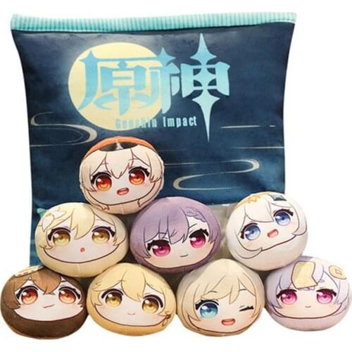 Game Genshin Impact Klee Plush Pillow 8 PCS Doll Lumine Barbara Amber Kawaii Anime Cartoon Cosplay Accessories