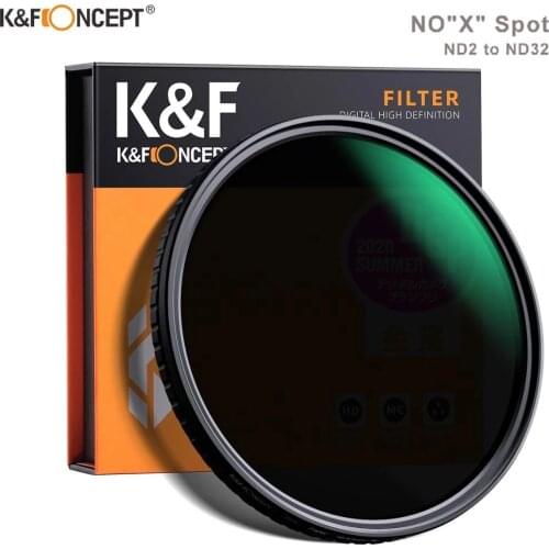 K&F Concept ND2-32 Fader ND Filter 52mm 62mm 67mm 72mm 77mm NO "X" Spot Neutral Density Variable Filter For Canon Nikon Sony