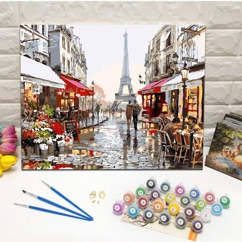 Hot Sell Oil Painting by Number Hand Painted City Street Wall Art Picture For Home Decoration 40x50cm With Frame