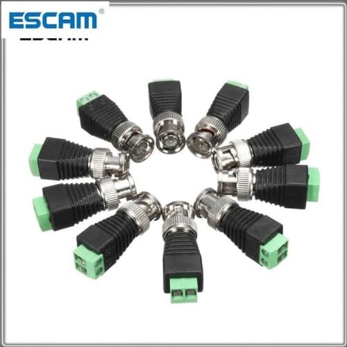 10Pcs/lot Coaxial Coax CAT5 BNC UTP Male Connector for CCTV Camera Security System Surveillance Accessories