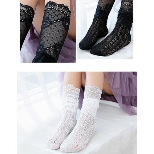 Lace Knee Socks Girls Princess Hollow Out Fishing Net Lace Stockings Summer Socks For Girls Baby Dresses Clothes Accessories