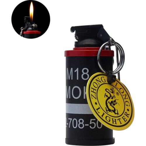 Mini Creative Lighter Keychain Refillable Butane Gas Metal Lighter Grinding wheel Cigarette Lighter Without Gas