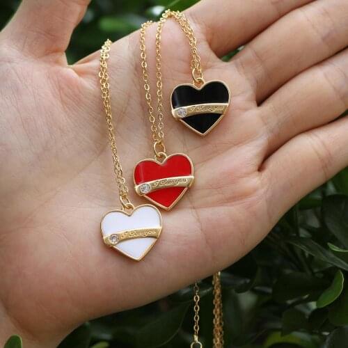 Fashion able jewelry metallic jewelry colorful glaze heart yan charm zircon necklace pendant for women DIY jewelry gifts