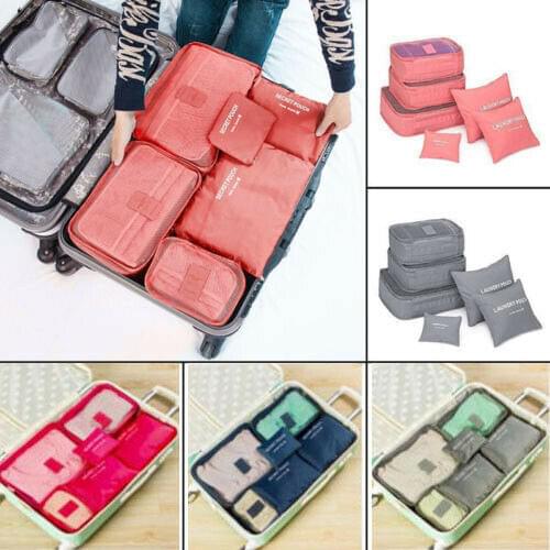 6 PCS Travel Storage Bag Set For Clothes Tidy Organizer Wardrobe Suitcase Pouch Organizer Bag Case Shoes Packing Cube Bag
