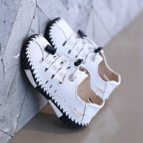 New sports shoes 4-13 years old Peas baby singel shoes leather shoes boys and girls soft bottom non-slip casual