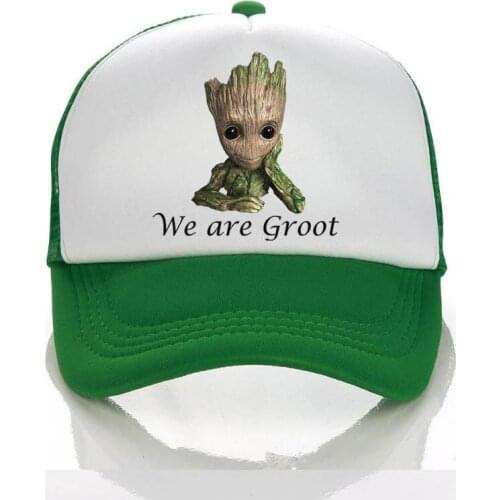 New We are groot Hat Children Trucker Caps Summer mesh Boys Sun Baseball hats Adult/Kids DIY Green groot Cap Baby Snapbacks
