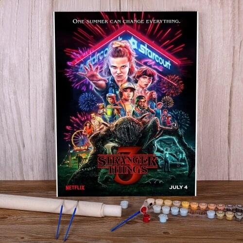 Stranger Things Coloring By Numbers Painting Complete Kit Acrylic Paints 50*70 Picture By Numbers Photo Decorative Drawing