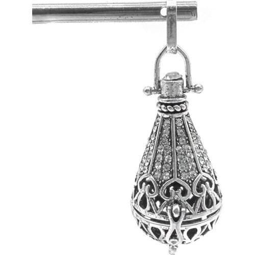 Openable Diamond Cage Large Pearl Box Rhinestone Microphone Pendant Essential Oil Diffuser Necklace pendant