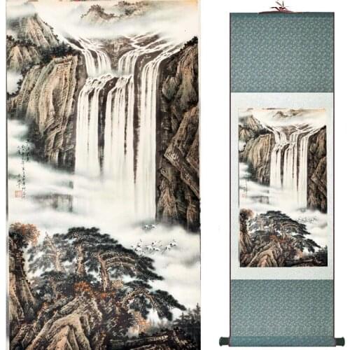 Landscape painting Home Office Decoration Chinese scroll painting mountain and River painting 2018082412