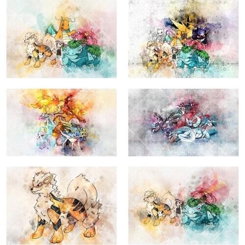 Pokemon Poster Anime Canvas Painting Bulbasaur/Charizard Mural Living Room Kids Gift Child Bedroom Home Wall Decoration