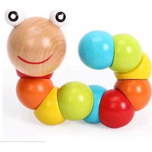 Five color Variety shilly insects caterpillar toy wooden doll animal finger dexterity exercises childrens educational toys