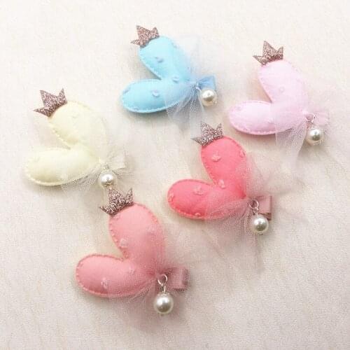 20pcs Fashion Cute Crown Heart Hairpins Solid Glitter Tiaras Lace Bow Hair Clips Princess Headwear Fashion Hair Accessories