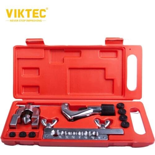 Viktec Double Brake Pipe Flaring Tool Kit Double Flaring Tool Kit for 3/16"-5/8" 7 Dies Automotive