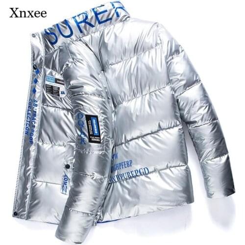 Bright Leather Overcoat 2021 New Winter Men Jacket Casual Parka Outwear Waterproof Thicken Warm Stand Collar Outwear Coat