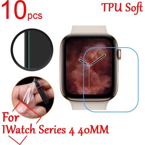 10pcs Ultra Clear TPU Soft LCD Full Screen Protector cover For Apple Watch Series 4 40MM 44MM Band SmartWatch Protective Film