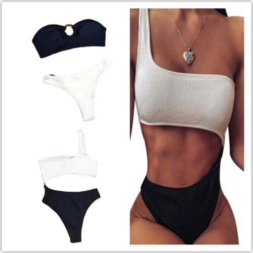 2021 Sexy Swimwear for Women Two Piece Swimsuits for Women High Waist Bathing Suit Womens Swim Wear Color Block Bikini Suit
