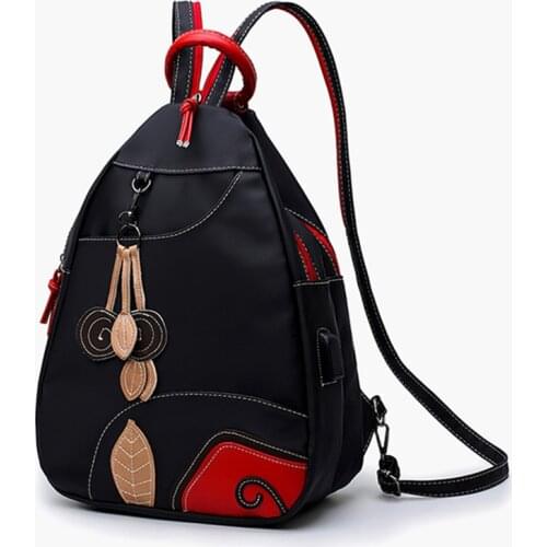 2021 Women Nylon Backpack Teenage School Backpacks Schoolbag for Teenagers Girls Double Shoulder Bags Female USB Charging Bag